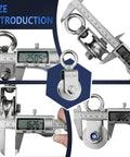 ✝️ Cable Pulley Wheel Stainless Steel with Ball Bearing Carabiner, close-up of measurements with caliper, material SUS 304