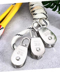 3pcs Stainless Steel Cable Pulley Wheel Single Block Heavy Duty Lifting Pulley Swivel Rope for Construction