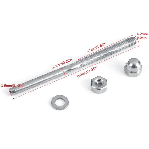 Stainless Steel Cable Railing Hardware Kit 10 Pack One Eighth Inch Gauge components including tensioner, nut, and washer for installation.