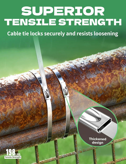 Heavy Duty Stainless Steel Cable Tie Gun Kit With 150 Pcs 11 8 Inch 304 Stainless Ties For Fence Repair On Chain Link Fences And Outdoor Cages Sinlon