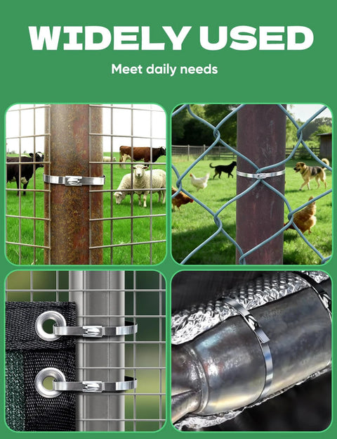 Heavy Duty Stainless Steel Cable Tie Gun Kit With 150 Pcs 11 8 Inch 304 Stainless Ties for fence repair on chain link fences and outdoor cages.