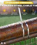 Heavy Duty Metal Zip Ties With Cutter For Outdoor Use UV Resistant Stainless Steel 11.8 Inch securing rusted pipe