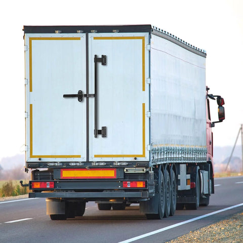 Durable stainless steel 36 inch cam bar lock provides secure, rust resistant protection for trailer doors on the road