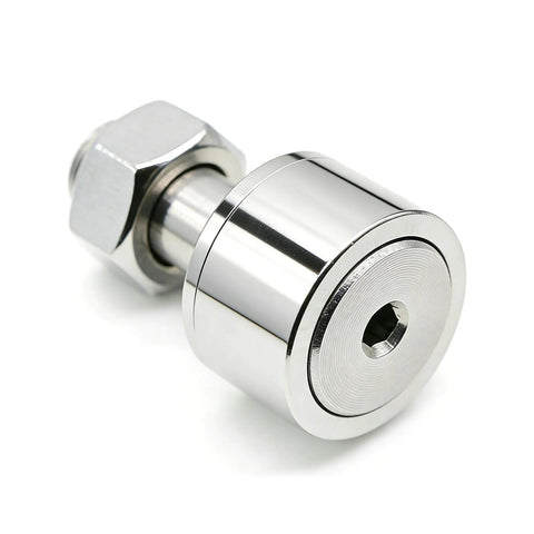 Stud Type Cam Follower CFS2.5V KR5 Built For Humid Environments In SUS304 Stainless Steel, close-up view.