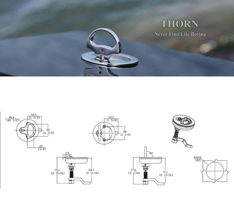 Corrosion-resistant 316 stainless steel cam latch for boats delivers a secure, watertight seal on hatches, side view.