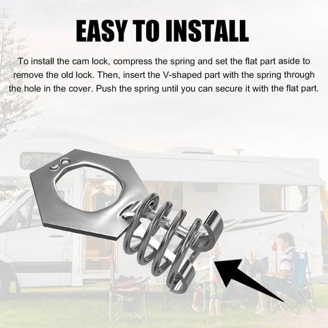 Two Pack Stainless Steel RV Water Heater Cam Lock Door Latch Fastener With Hook Twist Assembly Replacement, front view