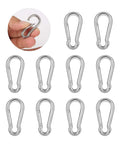 10 Pack Stainless Steel Carabiner Clips 304 Brushed Heavy Duty Spring Snap Hook M4 1.57 Inch One Hand Quick Lock for Keys Camping