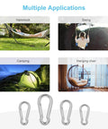 10 Pack Stainless Steel Carabiner Clips 304 Brushed Heavy Duty Spring Snap Hook M4 1.57 Inch for Hammock Swing Camping