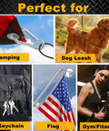 12 Pack Small Stainless Steel Carabiner Clips for bird feeders and dog leashes harnesses quick link keychains shown in various uses