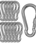304 Stainless Steel Carabiners 2 Inch M5 Screw Lock Heavy Duty Rustproof Clips For Gym Swing Dog Leashes Hammocks Keychains And More Pack Of 12