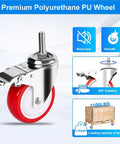 4 Inch Stainless Steel Caster Wheel With Brake Heavy Duty Non Marking Polyurethane PU Wheel Rust Resistant
