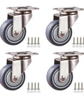Stainless Steel Caster Wheels 2 Inch Set of 4 with 360 Degree Swivel Silent Non Marking Thermoplastic Rubber Wheels and screws