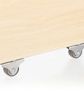 Four 1 Inch Mini Caster Wheels With Silent Ball Bearings Fixed Casters Stainless Steel Top TPE Rubber Low Profile Installed on Cabinet