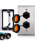 Built Tough Outdoor Ethernet Wall Plate With Dual Waterproof RJ45 CAT6 Jacks For Patios And Workshops, Stainless Steel Wall Outlet With IP68 Coupler, Cable Gland, And Mounting Bracket