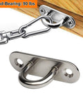 Mounted 10-Pack 304 Stainless Steel Ceiling Hook Ring Hook with Enclosed Eye Plate M5 for ceiling and wall rigging, 90 lbs load-bearing.