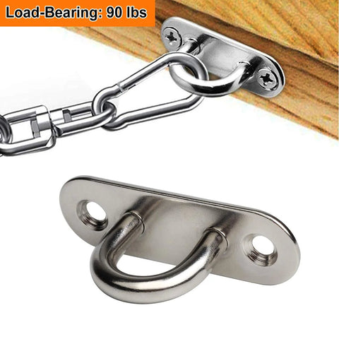 Mounted 10-Pack 304 Stainless Steel Ceiling Hook Ring Hook with Enclosed Eye Plate M5 for ceiling and wall rigging, 90 lbs load-bearing.
