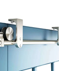 Stainless Steel Ceiling Mount Sliding Barn Door Hardware Kit For Doors One And Three Eighths To One And Three Quarters Inches Thick Supports Up To 198 Lb Includes Two Flat Rollers