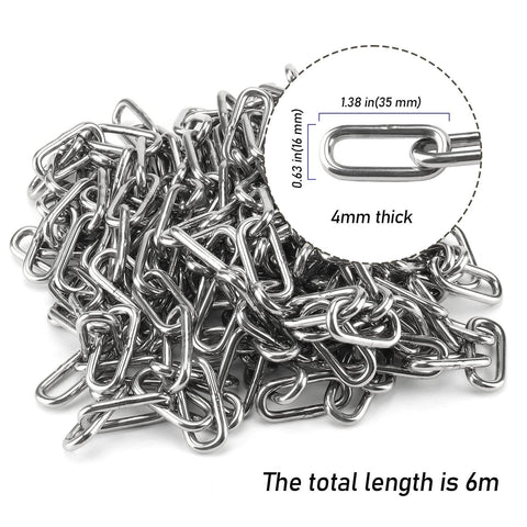 ✝️ 20 Feet x 5/32 Inch Stainless Steel Chain Link, Heavy Duty Chain Links, Rust Proof Coil Chain Metal Utility Chain