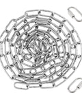 ✝️ 1/8" 6.5Ft Stainless Steel Link Chain, 3mm Heavy Duty Dog Chain 304 Steel 75 LBS Load Bearing with 2 Locking Snap Hooks