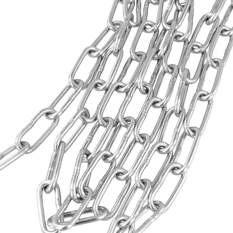 49 Feet 1/8 Inch 304 Stainless Steel Link Proof Coil Chain, light duty metal chain links for decorative hanging and theft prevention.