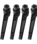 Set of 4 adjustable clamping lever handles with female thread studs, steel, black finish for machinery