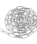Coiled 49 Feet 1/8 Inch 304 Stainless Steel Link Proof Coil Chain, Light Duty, Metal Chain Links for clothes hanging and prevention theft.