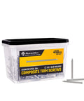 Composite Trim Screws #8 x 3” Stainless Steel 304, 450pcs - Hidden Fastener for PVC & Wood, Outdoor Deck & Exterior, Rust-Resistant T-10 Star Drive, 4lbs.