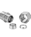 304 Stainless Steel Compression Fitting For One Quarter Inch Tube Outer Diameter To One Eighth Inch NPT Male Coupler Straight Adapter With Double Ferrules Pack Of Two For Water Oil Air And Some Corrosive Liquids