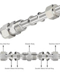 304 Stainless Steel Compression Tube Fitting Union With Double Ferrule For Easy Connection 6mm Tube OD To 6mm Tube OD