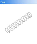 Two No Fuss 100mm Stainless Steel Compression Springs, 1.6mm Wire Diameter, 18mm Outer Diameter, 100mm Length, 304 Stainless Steel, Rust Resistant, Ballpoint Pen Pressure Springs for Home Repairs and Shop DIY Projects, Silver, shown individually in a side view.