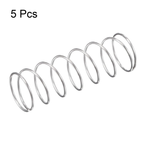 Beefy Stainless Steel Heavy Duty Compression Spring 304, 18mm Outer Diameter, 1mm Wire, 50mm Free Length, Silver Tone, 5 Pack