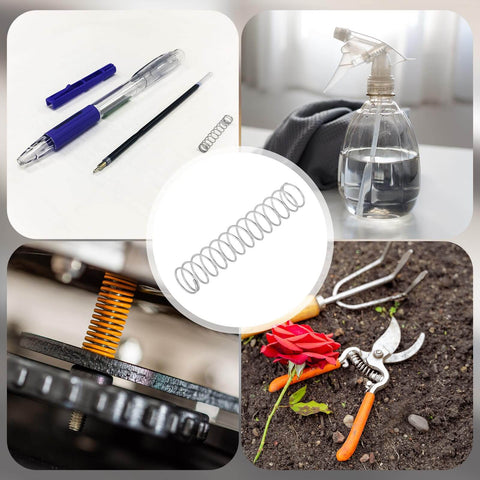 Collage with Six Pack Stainless Steel Compression Springs 1mm Wire Diameter 15mm Outer Diameter 80mm Length 304 Grade Rust Proof