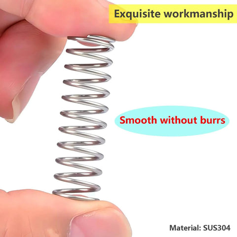 10 Pcs Stainless Steel Compression Springs 1.2mm Wire Diameter 10mm Outer Diameter 80mm Free Length 304 Stainless Steel Heavy Duty Coils For Shop And Home Repair Replacement Parts held in hand