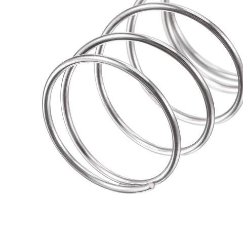 Close-up of Beefy Stainless Steel Heavy Duty Compression Spring 304, 18mm Outer Diameter, 1mm Wire, Silver Tone, showing coils.