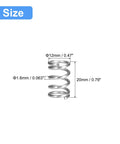 Five Pack Stainless Steel Compression Spring Set, 12mm Outer Diameter, 1.6mm Wire, 20mm Free Length, 304 Stainless Steel, Silver Tone