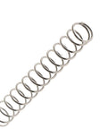 Stainless Steel Compression Springs Set, 20-Piece Assortment, 1.6 Inch Length, 0.22 Inch Outer Diameter, 0.02 Inch Wire Diameter, Durable End Extensions For Phone Charger Cords, Silver Finish, Stress-Relief Cable Attachments, close-up of single spring showing coiled metal and shiny surface.