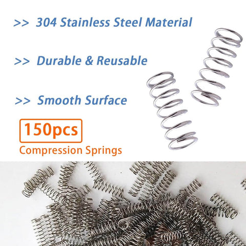 150 Pack Of Stainless Steel Compression Springs For Small Gadgets, 0.3mm Wire Diameter, 4mm Outer Diameter, 10mm Free Length