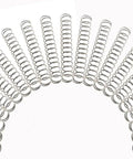 Stainless Steel Compression Springs Set, 20-Piece Assortment, 1.6 Inch Length, 0.22 Inch Outer Diameter, Silver Finish, arranged in a fan shape.