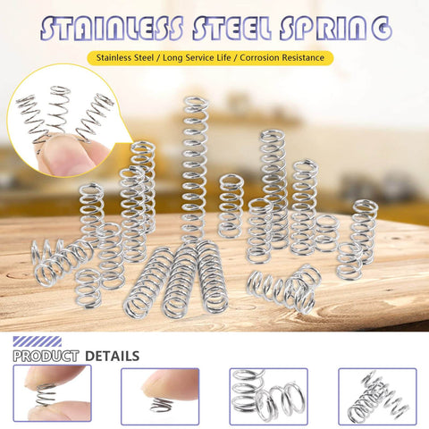 150 Pcs Five Sizes Compression Springs Assortment Kit, Mini Stainless Steel Springs For Home Repairs And Shop Projects