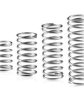 Set of five stainless steel springs showcasing different sizes, part of the 390-Pack Utility Cart Stainless Steel Frame Built for Moving Boxes.
