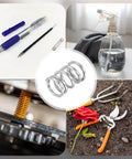 Collage showing Six Pack Beefy Stainless Steel Compression Springs, 1.6mm Wire Diameter, 13mm Outer Diameter, 20mm Length
