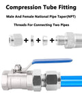 304 Stainless Steel Compression Fittings Imperial Straight Adapters 1 Piece, NPT, Three Eighths to One Quarter Inch, with Valve