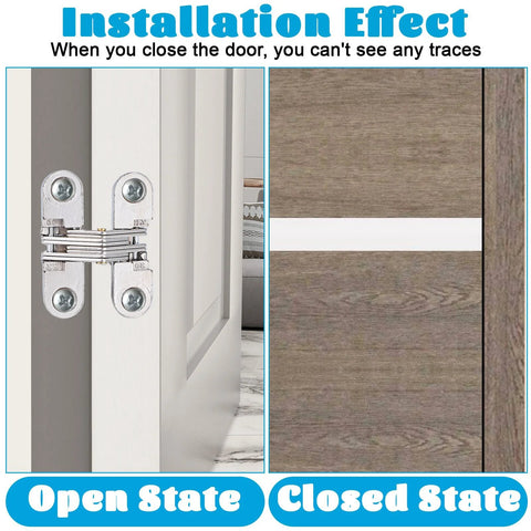 Installation effect of Eight Pack Stainless Steel Hidden Cabinet Hinges One And Three Quarters Inch 180 Degree Invisible Cross Concealed Hinges