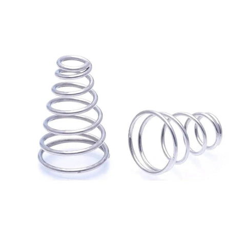 304 Stainless Steel Tapered Spring Set 20 Pack Conical Cone Compression Springs for tower pressure applications, side view.