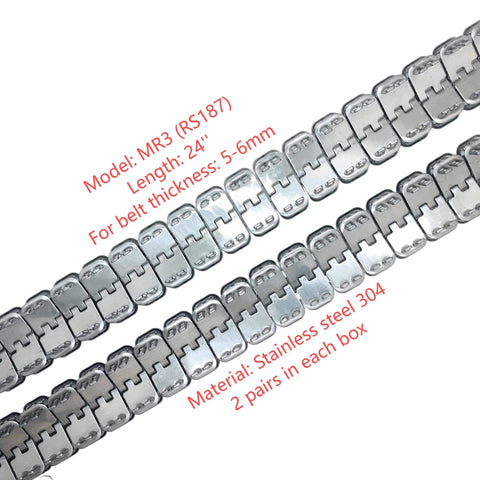 24 Inch Stainless Steel Conveyor Belt Fasteners With Hinge Pin Two Pairs In A Box For Belt Thickness 5 To 6 Millimeters
