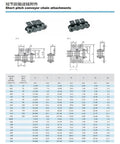 Technical diagram of Stainless Steel Short Pitch Plate Conveyor Drive Roller Chain With A1 A2 Attachments 1.5 Meter Length.