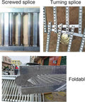 Close-up of Stainless Steel Roller Conveyor Belt For Light Duty Gravity Conveyor Table With ABS Plastic Rollers and frame showing splices and foldable feature.