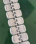 48 Inch Stainless Steel Conveyor Belt Fasteners Clips With 27 Point 5 Inch Hinge Pin for Belt Thickness 5 to 6 mm, top view