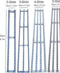 Different sizes of Stainless Steel Roller Conveyor Belt For Light Duty Gravity Conveyor Table with ABS plastic rollers displayed in four sections.