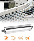 Conveyor Roller, 2" Diameter x 8" Length, Stainless Steel Gravity Transmission Part with End Caps shown on roller conveyor layout.